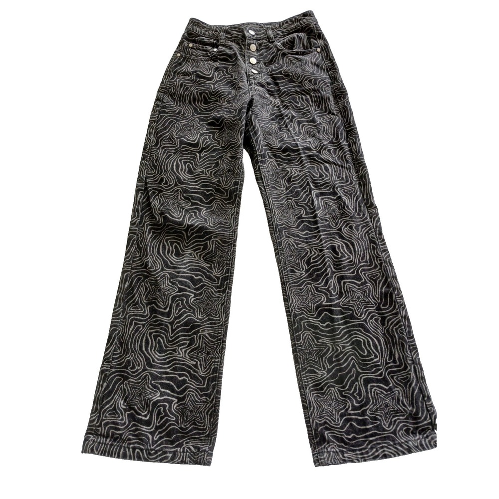 Milk It Funky Black & White Button Front Denim Jeans Women's Size 26 X 29 - Picture 3 of 12